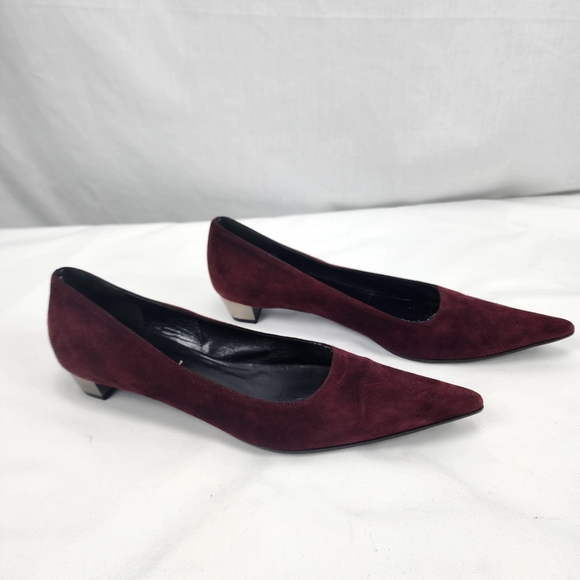 Prada Burgandy Suede Pointed Toe Pumps  Prada Size 38.5 US 8.5 made in Italy! - Picture 7 of 10